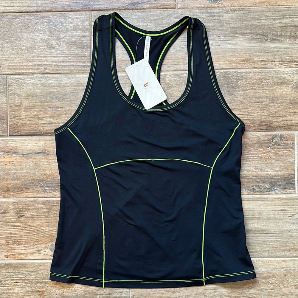 Fabletics Black with Neon Green Trim Phoenix Race-back Tank Size XXL